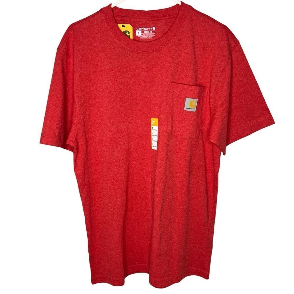 New! Carhartt K87-M Workwear Pocket Short Sleeve T-Shirt Red Men’s Size Small
